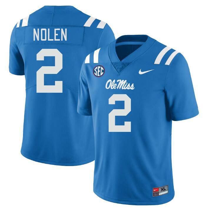 Men #2 Walter Nolen Ole Miss Rebels College Football Jerseys Stitched-Power Blue